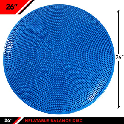 JFIT Inflatable Balance Disc - 13" or 26" Large Wobble Cushion Trainer - Durable Exercise Balance Pad for Coordination, Stability, and Core - Home, Gym, and Pet Training - style: 26-Inch - Blue