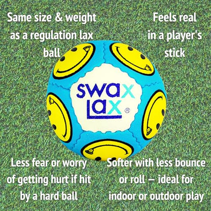 SWAX LAX Lacrosse Training Ball - Indoor Outdoor Practice Less Bounce & Rebounds - color: Smile