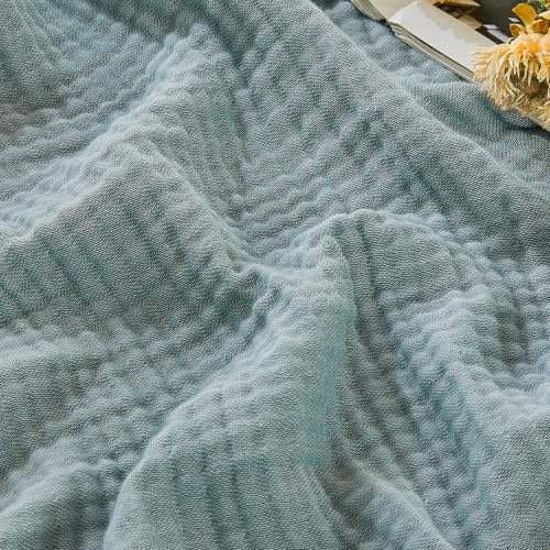 EMME Muslin Blankets for Adults, Cotton Large Throw Blanket 4-Layer, Couch Breathable Gauze Soft Lightweight Bed Blankets, Two-Tone Weave Design, Pre-Washed Softer Touch (Heather Teal, 50"x70") - color: 02 - Teal, size: Large Throw (50" X 70")
