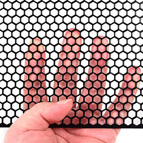 AggAuto Universal 40"x13" Car Grill Mesh Honeycomb 6mm Spacing 1mm Black | Aluminum Alloy Automotive Grille Insert Bumper, One of the Most Multifunctional Shape Grids 100x33cm - size: 6x1mm Honeycomb - Black