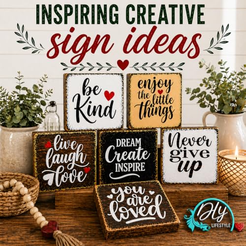 20 Piece Inspiration Word Stencil Set - Stencils for Painting on Wood, Canvas, Fabric and More – Stencils for Crafts Reusable with Paint, Drawing, Farmhouse Signs, Wood Burning - 6 Inch
