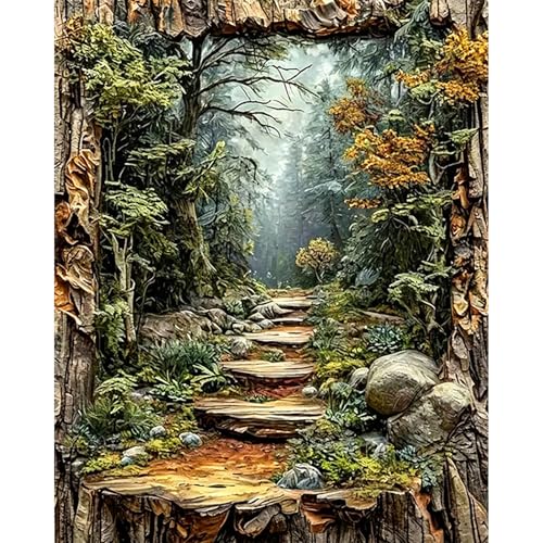 PHANTASYART Misty Forest Path Paint by Numbers Kit for Adults 16x20inch | Paint by Number Adult, Forest Nature Painting by Numbers for Adults, DIY Acrylic Painting Kits for Adults, Home Decor Gift - color: Forest, size: 16x20inch