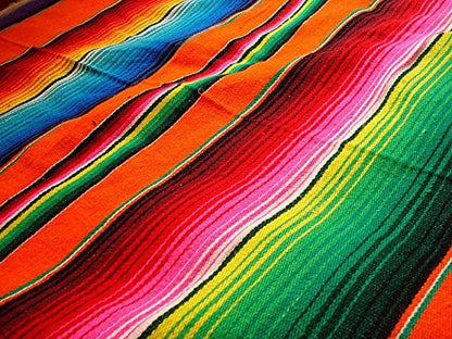 Sanyork Orange Sarape Style Falsa Blanket Classic Mexican Serape Mat Throw Hand Woven