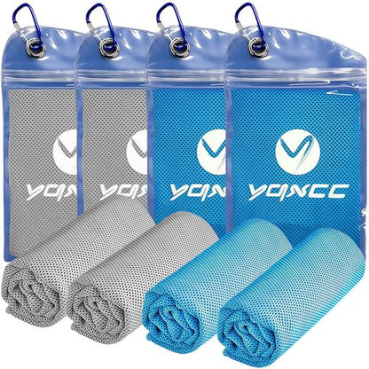 YQXCC 쿨링 타월 4팩, 101.6cm x 30.5cm(40 x 12인치), 목과 얼굴을 위한 쿨 콜드 - color: 라이트 그레이 2개 + 라이트 블루 2개