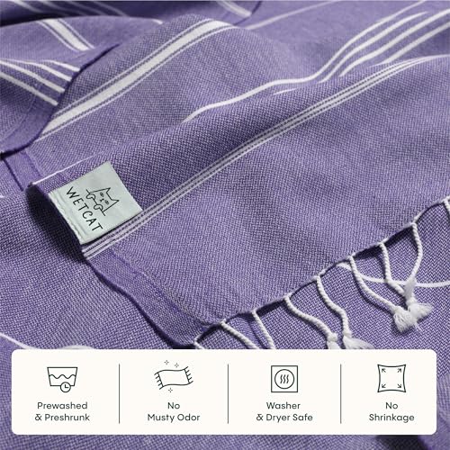 WETCAT Turkish Beach Towel Oversized (38"x71") 100% Turkish Cotton, Made in Turkey - Sand Free, Extra Large, Ultra Soft, Quick Drying, Compact & Lightweight for Travel - Dark Purple - color: Dark Purple, size: Beach Towel (38" x 71")