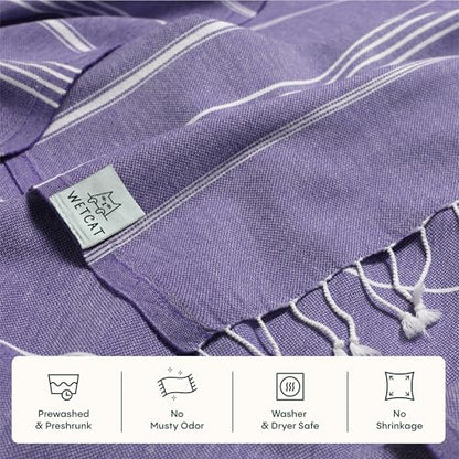 WETCAT Turkish Beach Towel Oversized (38"x71") 100% Turkish Cotton, Made in Turkey - Sand Free, Extra Large, Ultra Soft, Quick Drying, Compact & Lightweight for Travel - Dark Purple - color: Dark Purple, size: Beach Towel (38" x 71")