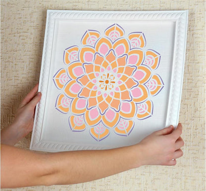 9 Pack 12x12 Inch Mandala Stencil Templates - Reusable Circular Art Stencils for Wall Painting, Canvas, Spray Art & DIY Craft Projects