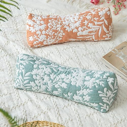 Buckwheat Neck Support Pillow Cervical Neck Cylinder Bolster Pillow,Buckwheat Hulls Adjustable Roll Pillow,Neck Pain Relief for Back and Side Sleepers Round Pillows for Lunch Break Green, 6*15 inch - color: Green