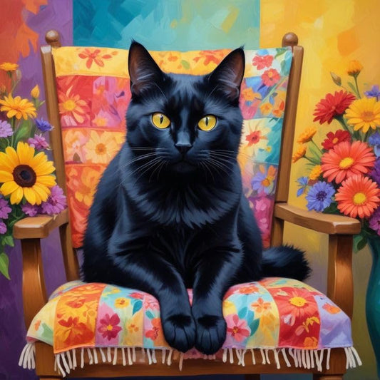 Paint by Numbers Kit for Adults, Black Cat Number Painting, 16 x 16 Inch | DIY Adult Paint by Number Kit on Canvas for Beginners, without Frame, Black Cat Wall Decor, Stress Relief Craft Gift - color: TRTDNF1P401