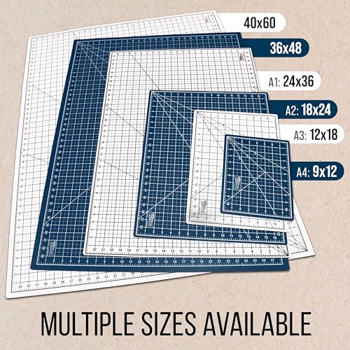 U.S. Art Supply 40"x60" Self-Healing Cutting Mat 5-Ply White/Blue | Double-Sided White/Blue Craft Mat, Non-Slip Cutting Mats for Crafts, Sewing, Quilting, Scrapbooking - color: White/Blue
