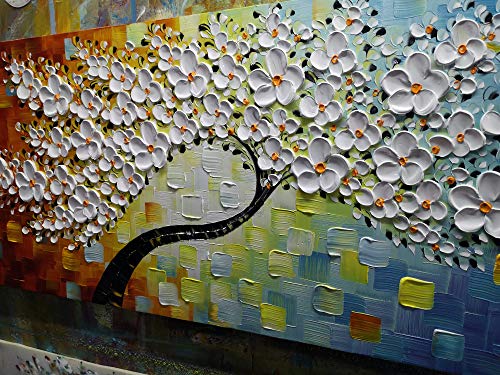 YaSheng Art - Large Canvas Wall Art ,Hand Painted 3D Texture Wall Art ,Colorful Floral Oil Painting, Modern Abstract Artworks Paintings , Wall Art for living room Bedroom Office Wall Deco Home, Framed Wall Art Pictures 60 by 24 inch - color: YS-0017, size