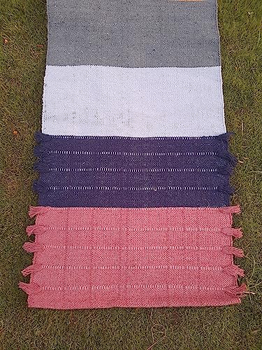 Jaipur art & Rugs Cotton Yoga Mat - Eco-Friendly Hand-Woven Rug - Non Slip & Thick (24”x72”x5mm) for Everyday Fitness at Home - Comfortable Extra-Long - color: Multi-7