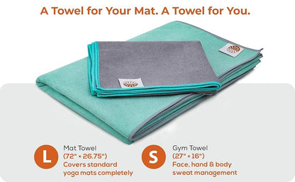 72" x 26.75" Long Hot Yoga Mat Towel Plus Compact Face Towel
