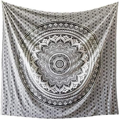 Popular Handicrafts Tapestry Wall Hanging Hippie Ombre Mandala Bohemian Hippy Psychedelic Design Indian Tapestries Bedspread 30 x 40 Inches (76 x 101 cms), Black Grey - color: Black Grey, size: 40"L x 30"W