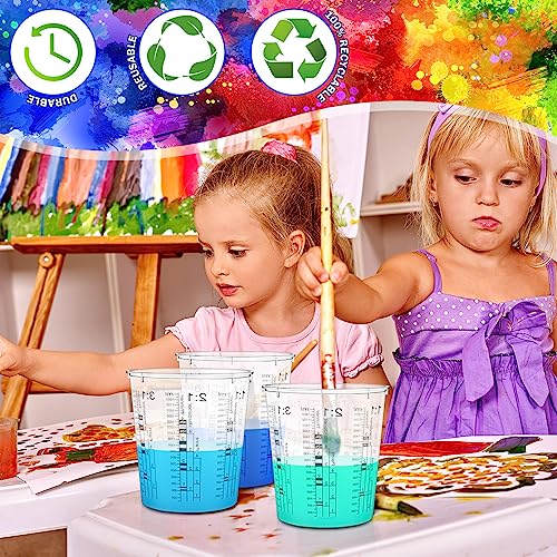 24 Pcs 64 oz 1800 ml Paint Measuring Cups Mixing Cups with Graduated and 20 Pcs Paint Mixing Sticks Plastic Disposable Resin Automotive Epoxy Mixing Cup for Paint Kitchen Cooking Baking