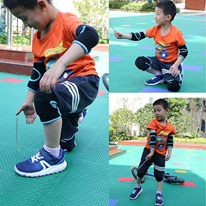 Elbow Pads and Knee Pads for Kids,Protective Pad Sets with Thickened Pad - color: Blue, size: Medium