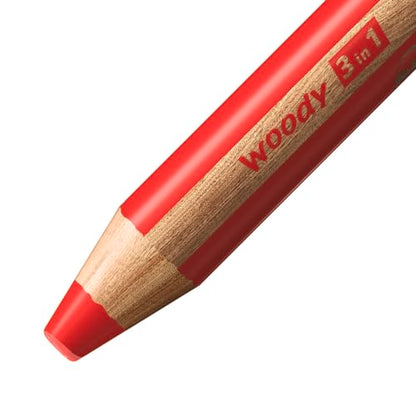 STABILO - woody 3-in-1 - Multi-Talented Pencil - Pack of 10 - Assorted colors with Sharpener