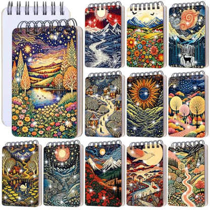 Fuyoooo 12 Pcs Abstract Landscape Diamond Art Notebook Kits for Adults | Landscape Abstract Diamond Art Notebook, DIY Cover Notebook Diamond Painting for Beginners, 5d Journal Notepad Accessories - style: Abstract Landscape