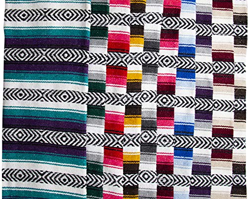 Genuine Mexican Handwoven Blanket, Premium Large Heavyweight Falsa Blanket, Serape & Yoga Blanket | Beach Blanket | Throw Blanket | Picnic Blanket (Large Heavy, Burgandy and Beige) - color: Burgandy and Beige Heavy