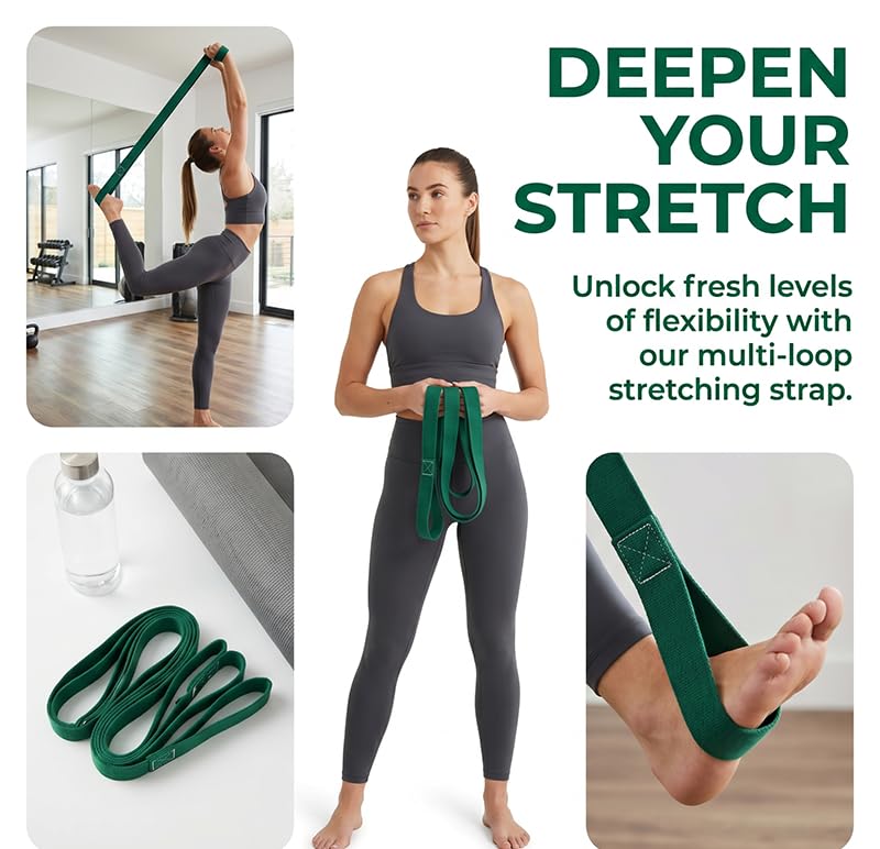 1PCS Exercise Band, Yoga Mat Strap Resistance Bands with Handles for Exercise,Yoga, Gym