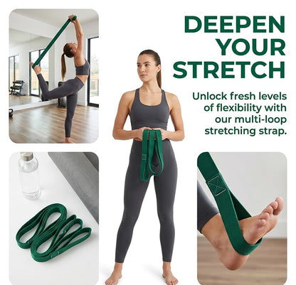 1PCS Exercise Band, Yoga Mat Strap Resistance Bands with Handles for Exercise,Yoga, Gym