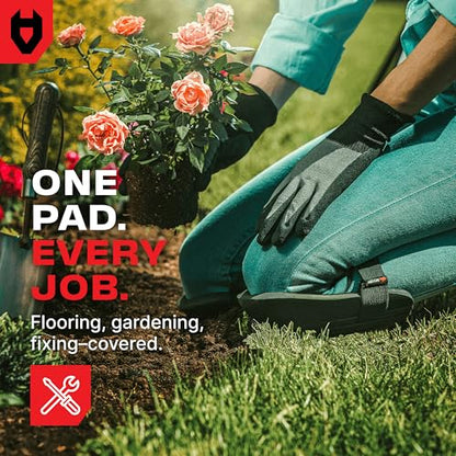 NoCry Gardening Knee Pads for Women and Men – Waterproof Foam Padding in a Lightweight Yet Durable Design; Easy to Wear with Adjustable Elastic Hook-and-Loop Straps – Ideal for the Garden and Yard Work - color: Black, style: 1-strap