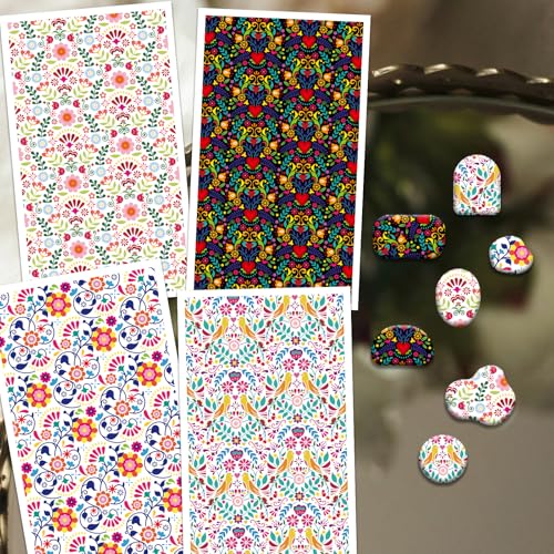 OLYCRAFT Mexican Traditional Pattern Clay Transfer Paper - 24 Pcs for Polymer Clay Jewelry Making - style: Mexican Pattern