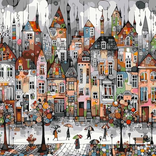 OJTOYART Paint By Numbers Kit for Adults, Castle House Paint by Number for Adults,Acrylic Adults' Paint-by-Number Kits, DIY Easy Paint by Number Adult for Home Art Decor 16 X 16 inch - color: MT6433