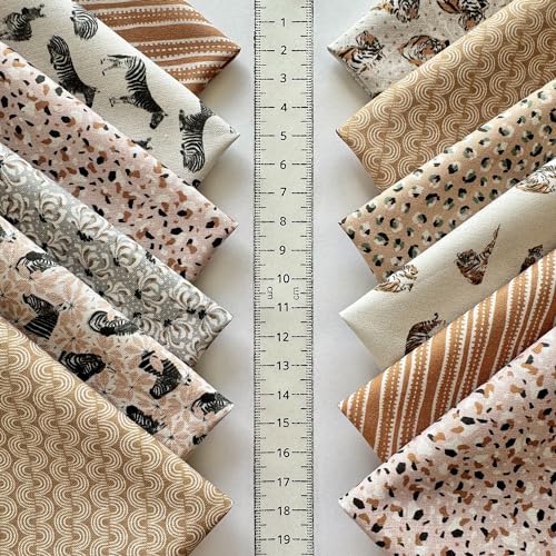 60-Piece Neutral Nature Patchwork Cotton Fabric Squares – 8×8 inch (20×20 cm), 100% Cotton 140 GSM, Pre-Cut Quilting Fabric Bundle, Made in Türkiye - color: Wild Jungle Mix, size: 60pcs 8x8 inch