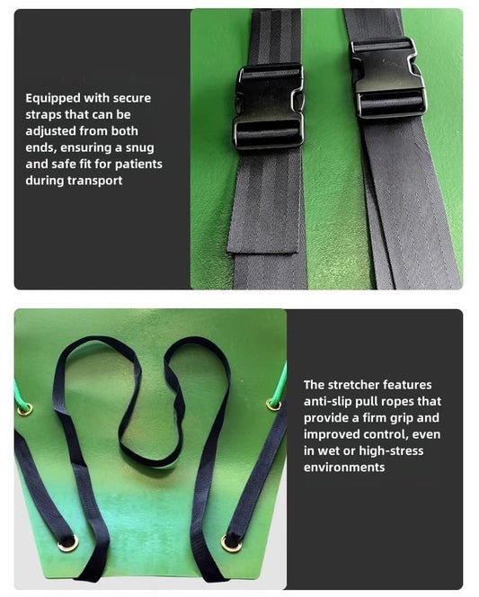 EVA Roll-Up Rescue Stretcher – Lightweight Foldable Stretcher with Multiple Handles and Straps for Aerial and Ground Evacuation (Green) - color: Green