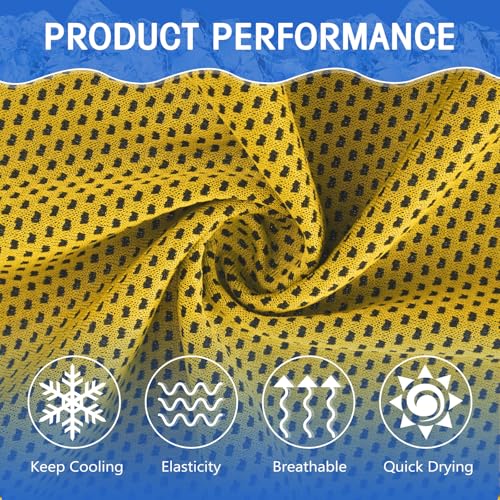 Hosuly 150 Pack Cooling Towels Bulk 40 x 12 Inch Large Chilly Breathable Sweat Sports Cold Towels Sublimation Microfiber Ice Neck Rag for Hot Weather Workout Gym Team Gift (Yellow) - color: Yellow