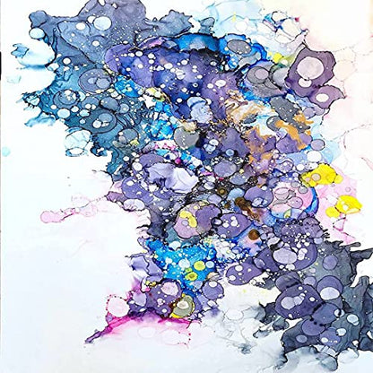 Alcohol Ink Paper & Watercolor Paper - 25 Sheets of 5x7 White Alcohol Ink Paper (127x178mm) 300gsm - Hand Blower for Alcohol Ink - Alcohol Ink Supplies
