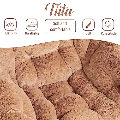 Tiita Modern Large Accent Lounge Chair with Ottoman, Leisure Sofa Armchair with Footrest, Reading Chair for Bedroom, Living Room, Dorm Rooms, Garden and Courtyard - color: Plush-brown