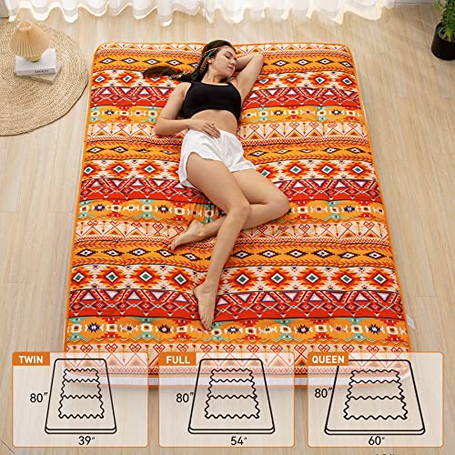 Dr.Futon Japanese Floor Futon Mattress Extra Thick Folding Roll Up Bed Topper Mat for Guest,Lounger and Tavel - color: Indiana, size: Queen