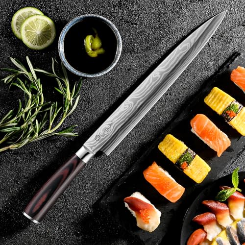10.5 inch Sashimi Knife,Sushi Knife for Fish Filleting & Slicing | High Carbon Stainless Steel Japanese Yanagiba Knife with Knife Sheath and Gift Box - color: 10.5 inch Sashimi Knife