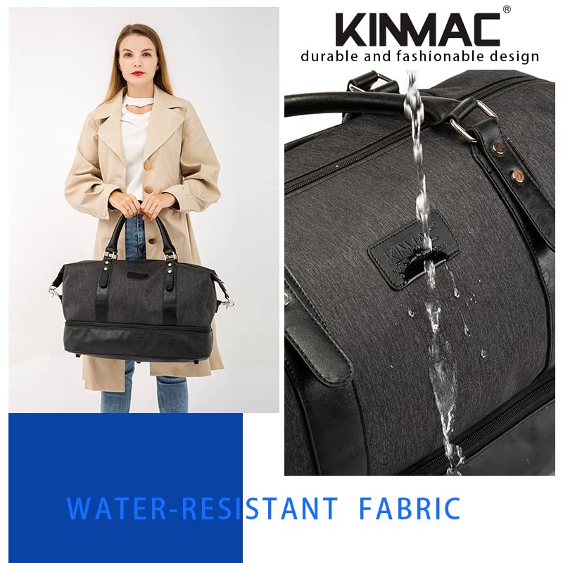 Kinmac Travel Duffel Bag,Sports Gym Yoga Duffel Bag Weekender Overnight Totes Bag (Black) - color: Black