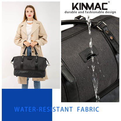 Kinmac Travel Duffel Bag,Sports Gym Yoga Duffel Bag Weekender Overnight Totes Bag (Black) - color: Black