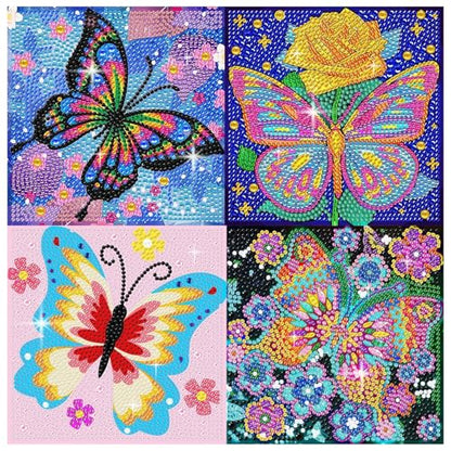 FlyingMage 5D Diamond Art Painting Kits for Adults, 4 Pack Cute Animal Full Drill Diamond Dots Paintings, DIY Diamond Crafts and Art Mosaic Kits, Kawaii Gem Paint with Diamonds Pictures, Butterfly - color: Multicolor Butterfly