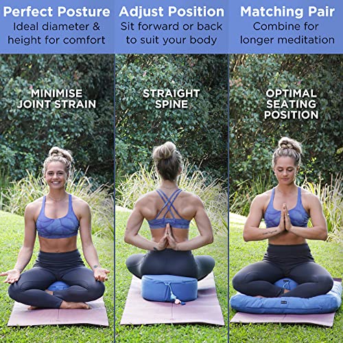 NOLAVA Round Zafu Cushions 15"x6" & Zabuton Meditation Cushions 32"x28"x3" - Premium Comfort for Mindful Practices - Yoga Bolster Pillow & Meditation Floor Pillow Essentials - color: 블루.