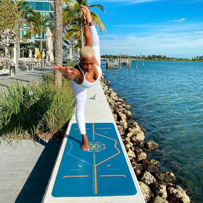 Liforme Printed Yoga Mat - Patented Alignment Design, Ultimate Grip - color: Rainbow - Blue Sky