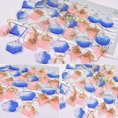 Attuslla 2 PCS Resin Earring Molds Pendant Resin Molds Silicone Jewelry Silicone Resin Molds Making Kits with Ear Hooks, Jump Rings for DIY Earrings, Necklace, Pendant Craft Supplies - color: Style 3