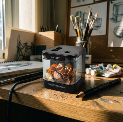 Dual Power Electric Pencil Sharpener, Dual Hole for Standard &Jumbo Pencils | Portable Sharpener with Auto-Stop Safety for Kids, Students, Artists, Office & School, Battery(NOT included) or USB Operated