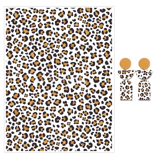 Briartw 10 Sheets Leopard Pattern Polymer Clay Transfer Paper,Per Sheet 3.93inch x 5.82inch Polymer Clay Transfer Sheets for DIY Clay Jewelry Making Disposable Stickers