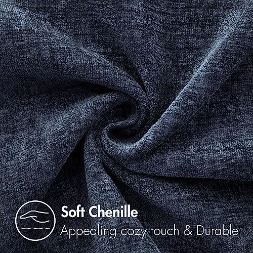 MIULEE Soft Chenille Throw Pillow Covers Dark Navy 16x16 Inch Pack of 2 | Modern Coastal Home Decor, Classic Decorative Pillows, Solid Dyed Cases, Boho Couch Cushion Covers for Sofa Bed Living Room - color: Dark Navy, size: 16" x 16" (Pack of 2)