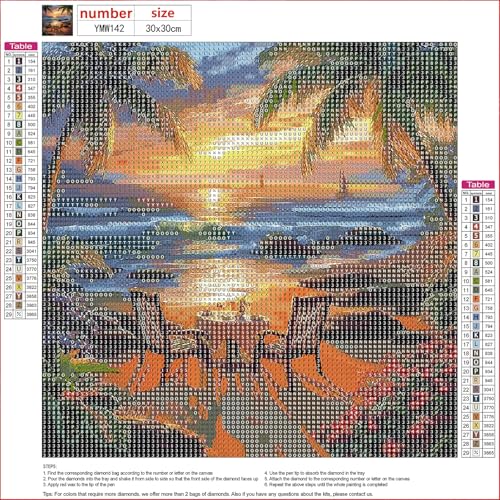 MXJSUA Sunset Beach Diamond Art Painting Kits for Adults, Full Drill 5D Round Dots Diamonds Paint Picture for Beginners, Gem Art Painting Craft Kits for Home Decor Gift 12x12 inch - color: Sunset Beach