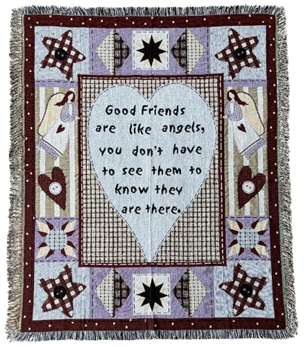Friends&Family Like Angels Tapestry Throw Blanket 50"x60" | Inspirational wall hanging art jacquard woven soft travel mat,fringe tassels, multipurpose indoor outdoor - color: Angel