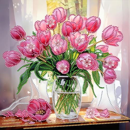 5D Partial Special Shaped Diamond Art Kit Daisy Flower Vase Shiny Bright Rhinestone Diamond Painting Craft for Beginners Perfect Handmade Gift 11.8×11.8 Inch (YH039) - color: YH039