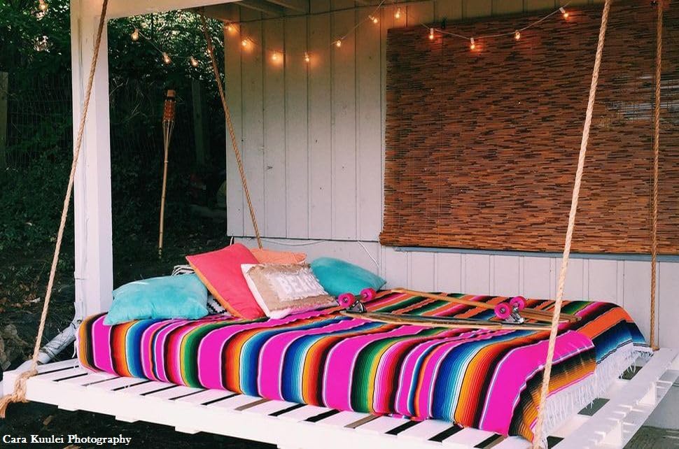 Del Mex Mexican Serape Blanket (X-Large, Pink) - color: Pink, size: X-Large