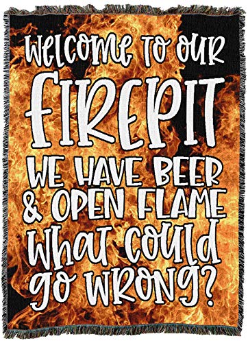 Pure Country Weavers Welcome to Our FirePit Blanket - Gift Tapestry Throw Woven from Cotton - Made in the USA (72x54) - color: Firepit