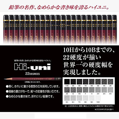 Uni Hi-Uni Wooden Pencil - 10B - Box of 12 (HU10B) - style: 10B